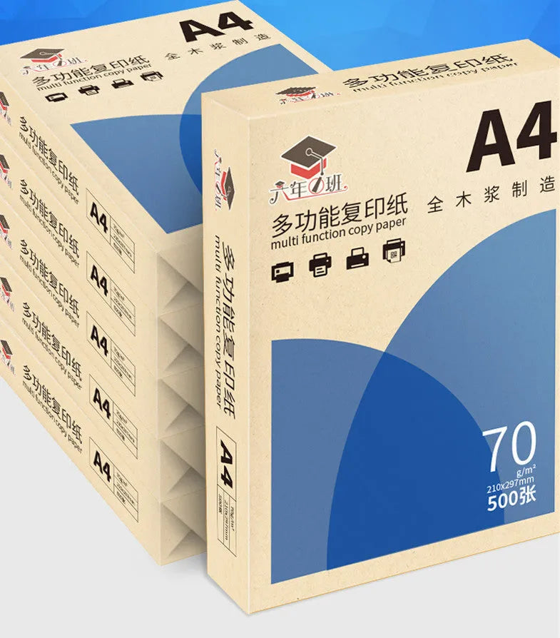 A4 70g plain white copy paper in a bagged pack of 500 sheets