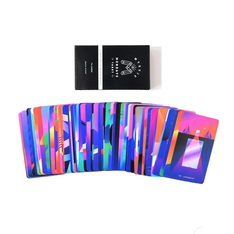 Mystic Mondays Tarot 78-card deck in black coated paper, board game cards for parent-child communication