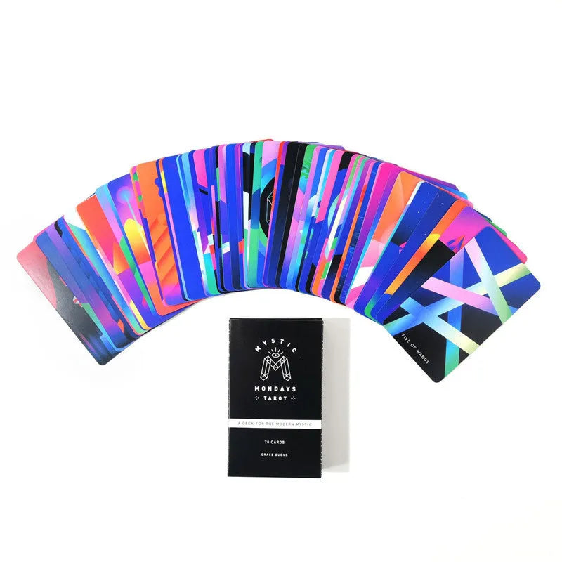 Mystic Mondays Tarot 78-card deck in black coated paper, board game cards for parent-child communication