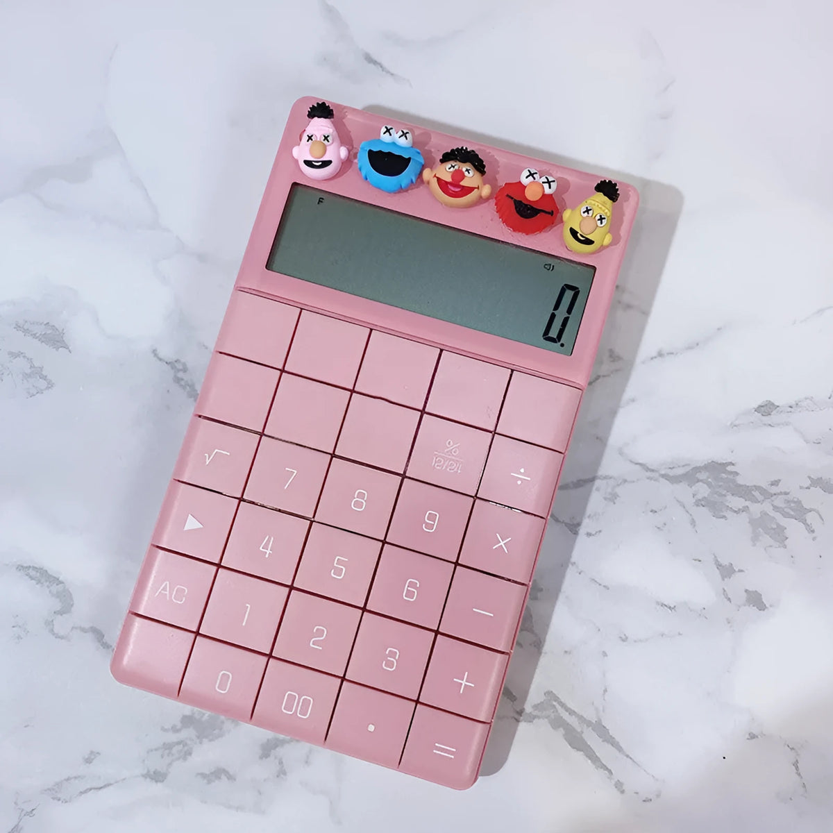 Multifunction big button voice calculator with 12 digit LED display in orange red pink sky blue or black plastic body