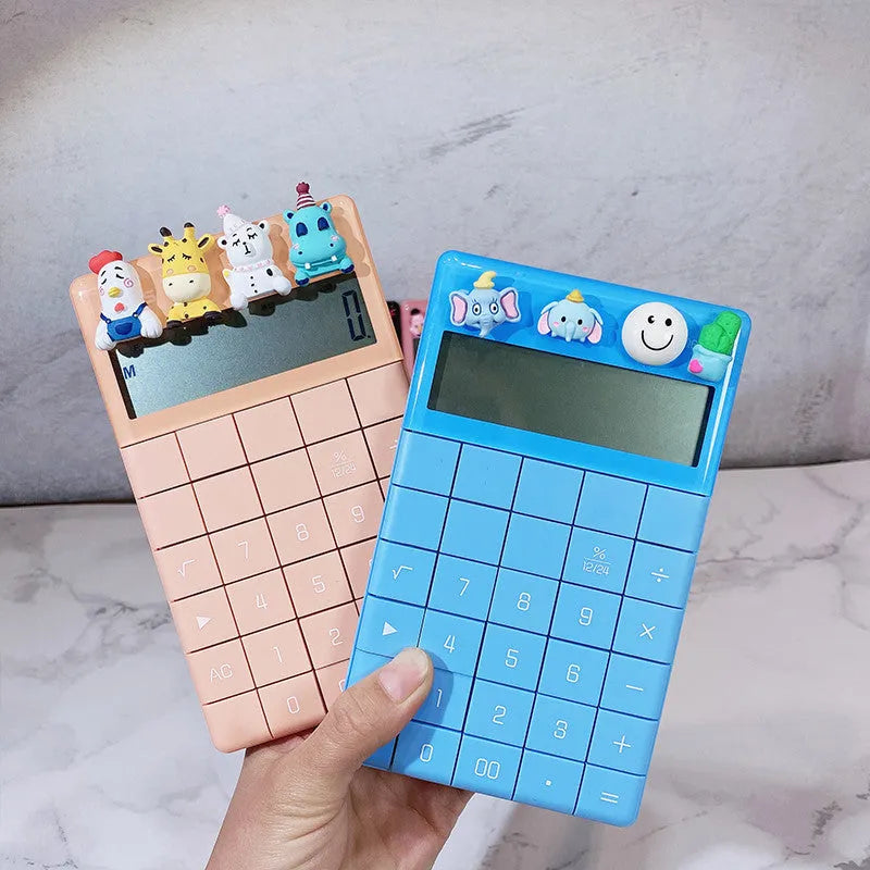 Multifunction big button voice calculator with 12 digit LED display in orange red pink sky blue or black plastic body