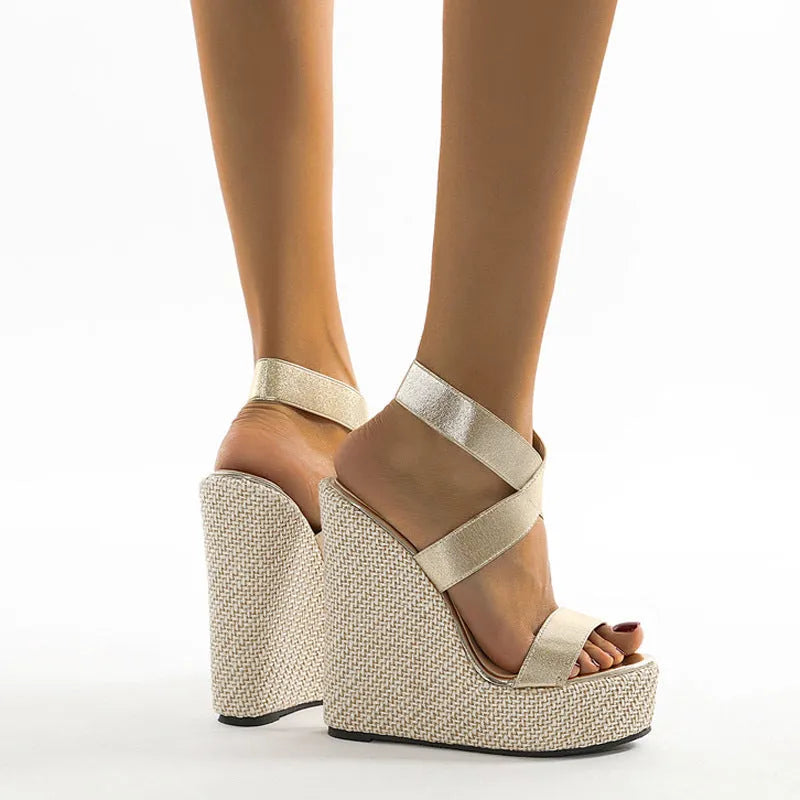 Orange wedge sandals for women with artificial PU upper, PU sole, Roman style, and wedge heel.