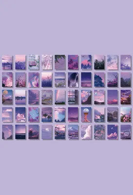 Japanese paper hand-torn sticker book with 50 different 4x6cm patterns in seven colour options