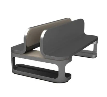 Aluminium alloy vertical notebook stand with adjustable size in gray, compatible with Apple MacBook Air and Pro