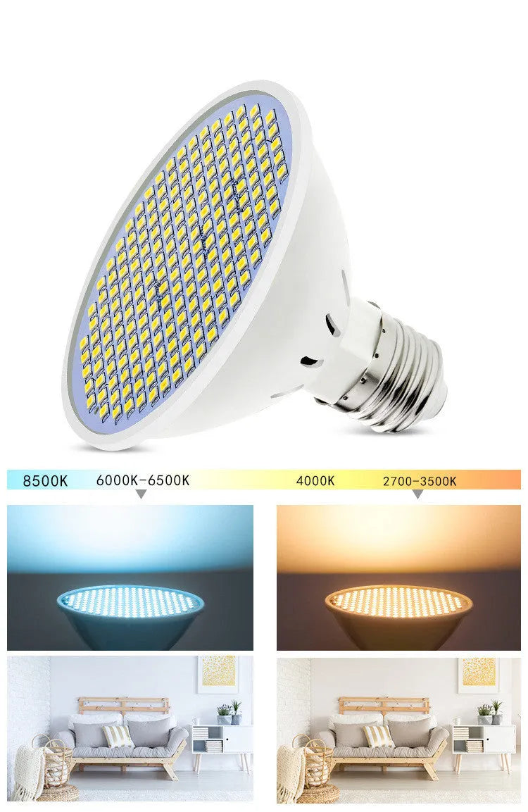 E27 LED lamp cup energy-saving bulb with 300 LED beads for indoor household lighting