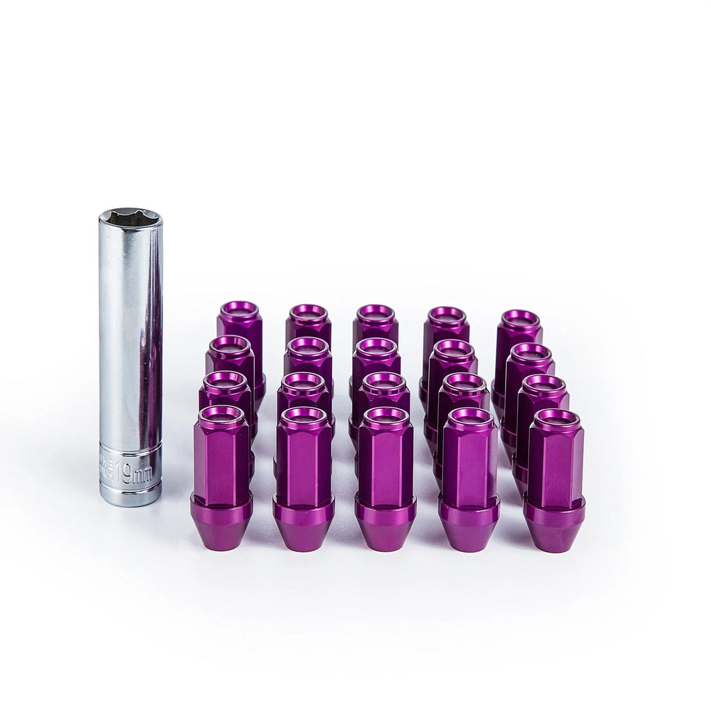 Set of 20 General Motors aluminium alloy wheel nuts in black, blue, grey, red, silver colours
