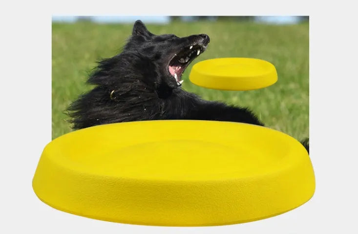 Yellow EVA plastic dog throwing toy for outdoor training and fetch games