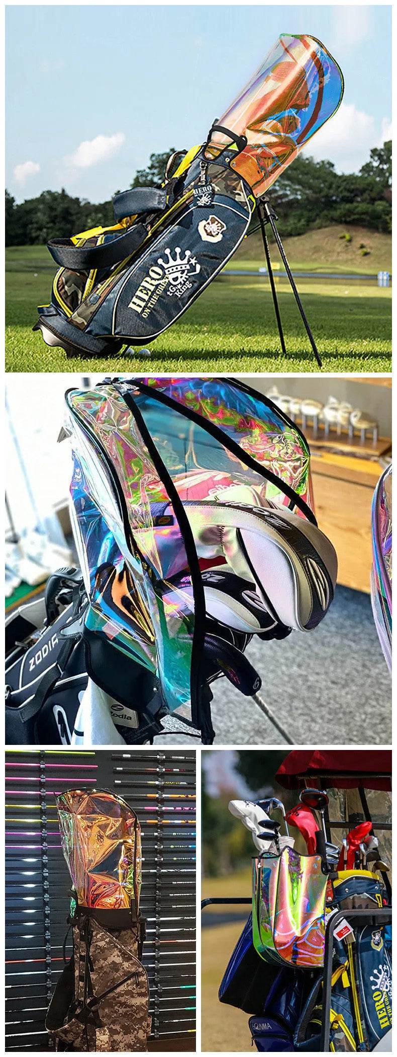 Colourful transparent waterproof ball bag hat with adjustable buckle on sports bag