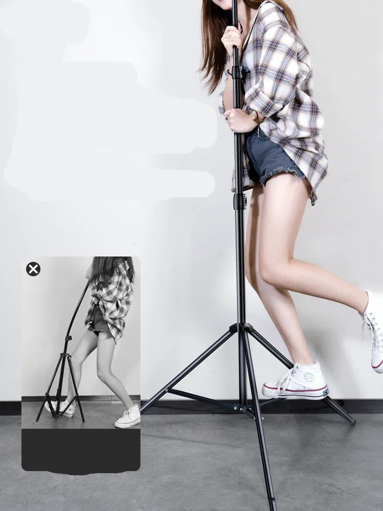 Carbon alloy mobile phone tripod with ring light and storage bag, compatible with iPhone models
