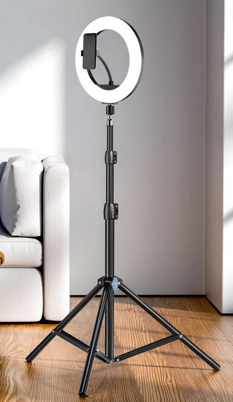 Carbon alloy mobile phone tripod with ring light and storage bag, compatible with iPhone models
