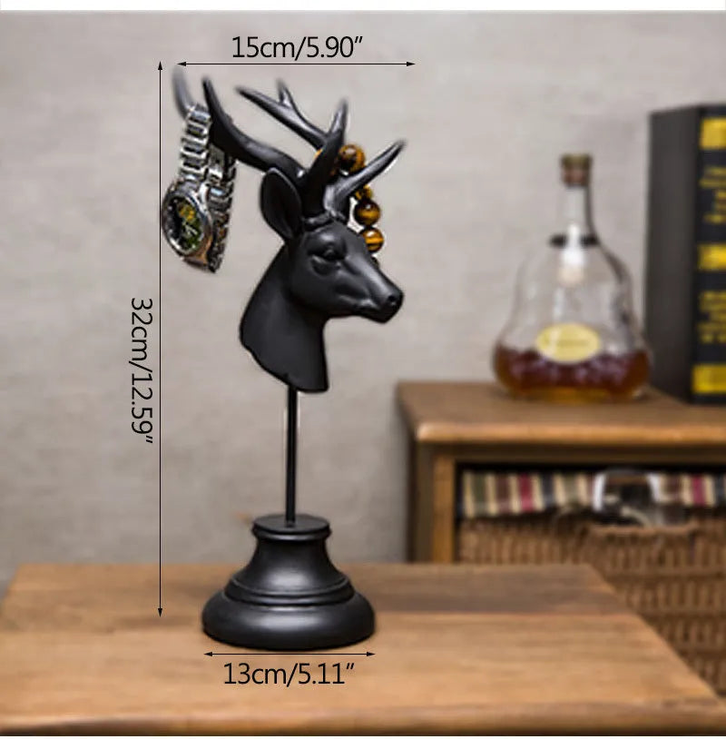 Natural resin animal figurine home decoration ornament in black, white, or wood colour