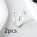 Women's copper faith ring opening style Thai silver colour adjustable band with faith symbol