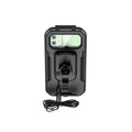 Rainproof cycling phone holder with fast charging cable mounted on handlebar, size 206 x 106 x 70 mm