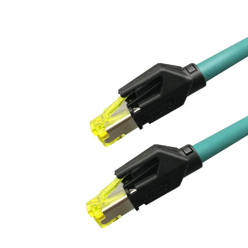 Industrial Cat6 shielded network cable, 6.9mm OD, 26AWG, in black, light green or sky blue, lengths 0.1m to 4m