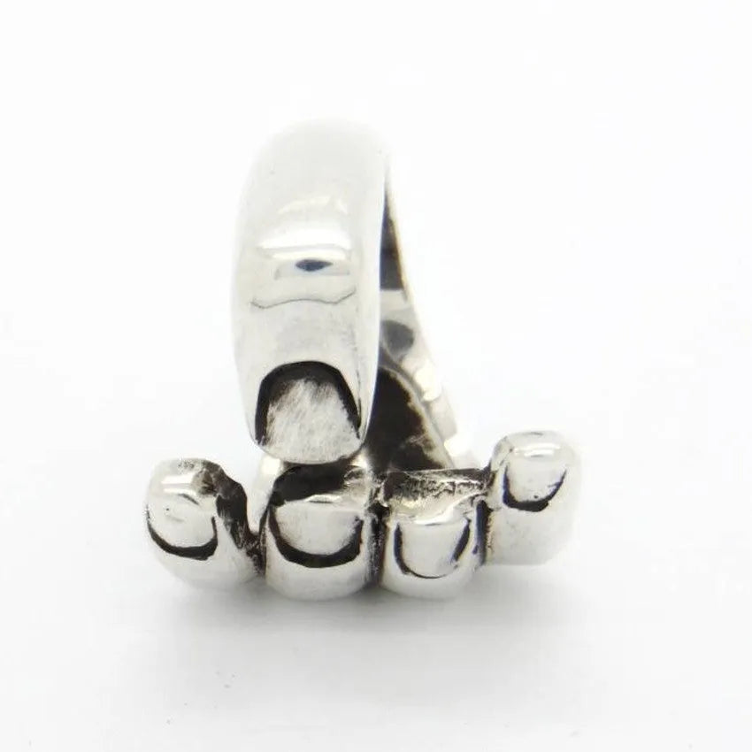 Gothic carved hand ring in retro silver with adjustable opening, unisex couple style