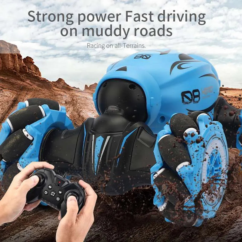 D876 blue gesture sensing remote control car with somatosensory remote and rechargeable lithium battery.
