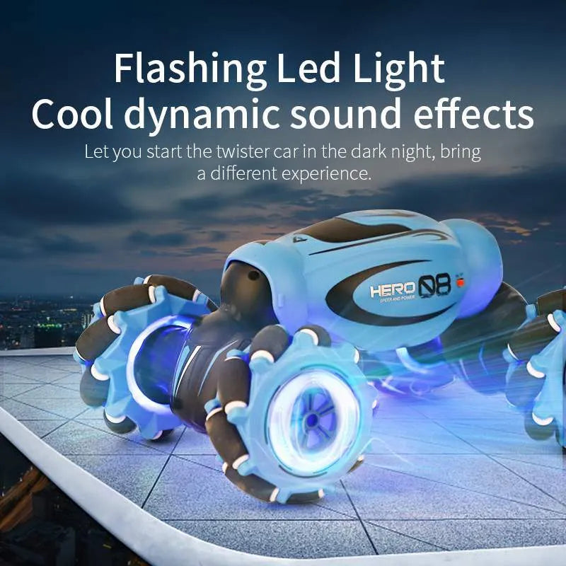 D876 blue gesture sensing remote control car with somatosensory remote and rechargeable lithium battery.