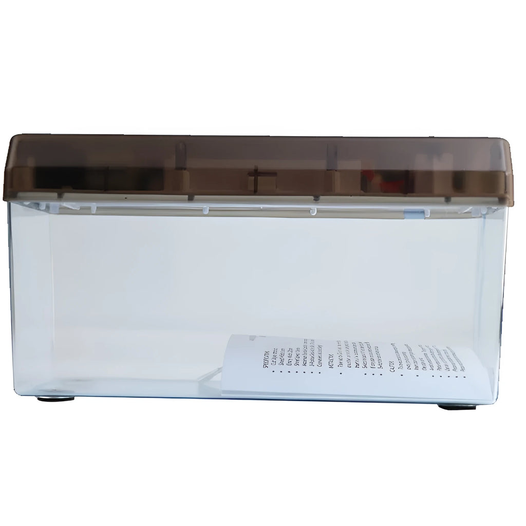 Small electric A4 paper shredder with strip cut, desktop office design, 5 litre waste bin