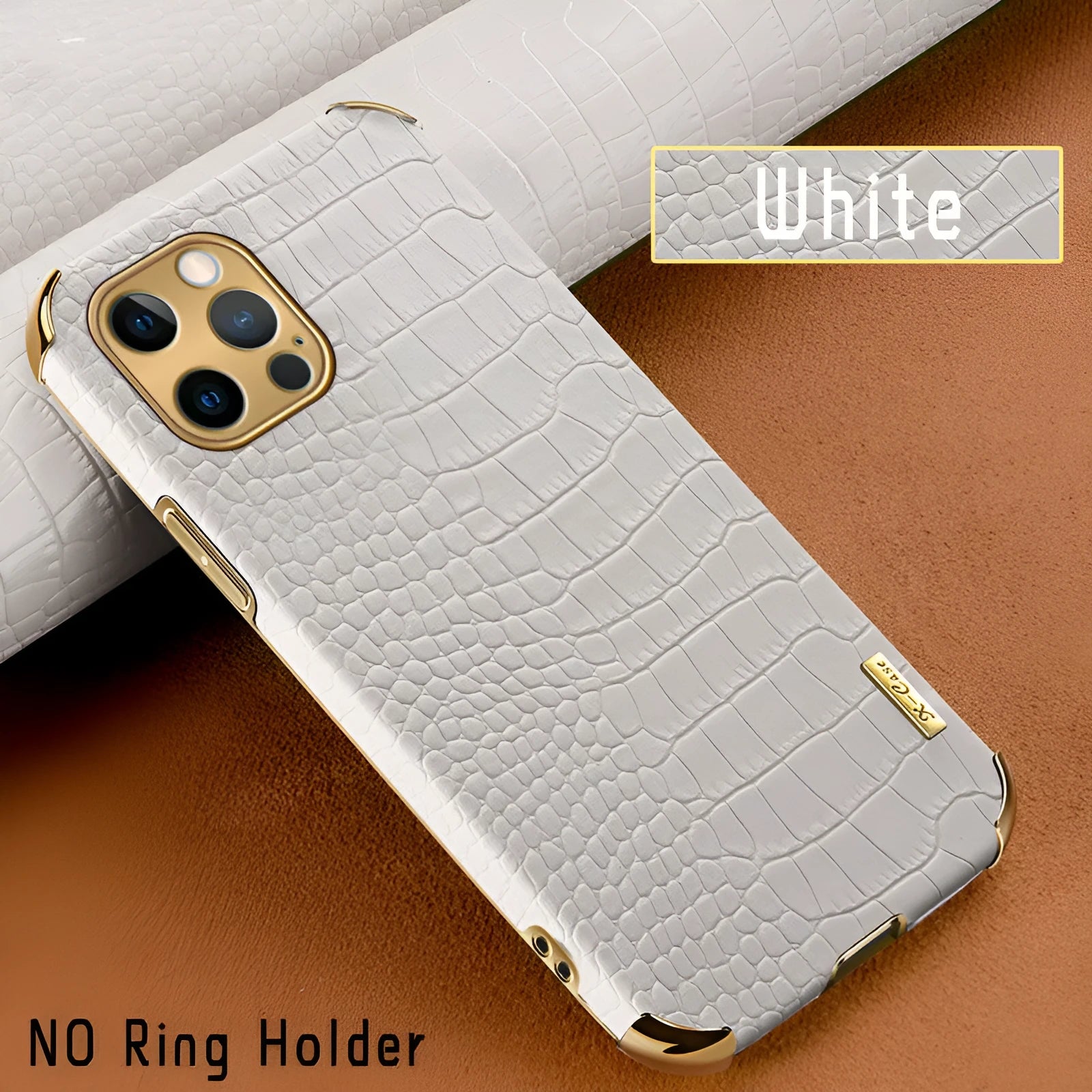 Crocodile pattern imitation leather iPhone case back cover in black, green, red, yellow or white
