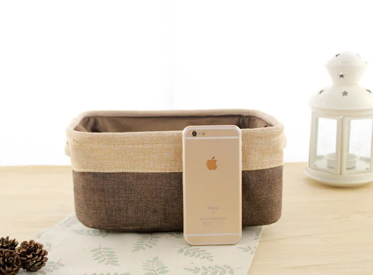 Nordic fabric folding storage box in blue colour showing collapsible design and open top