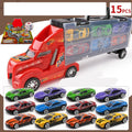 Children's big truck car educational toy car in 1:24 scale plastic container truck with alloy cars
