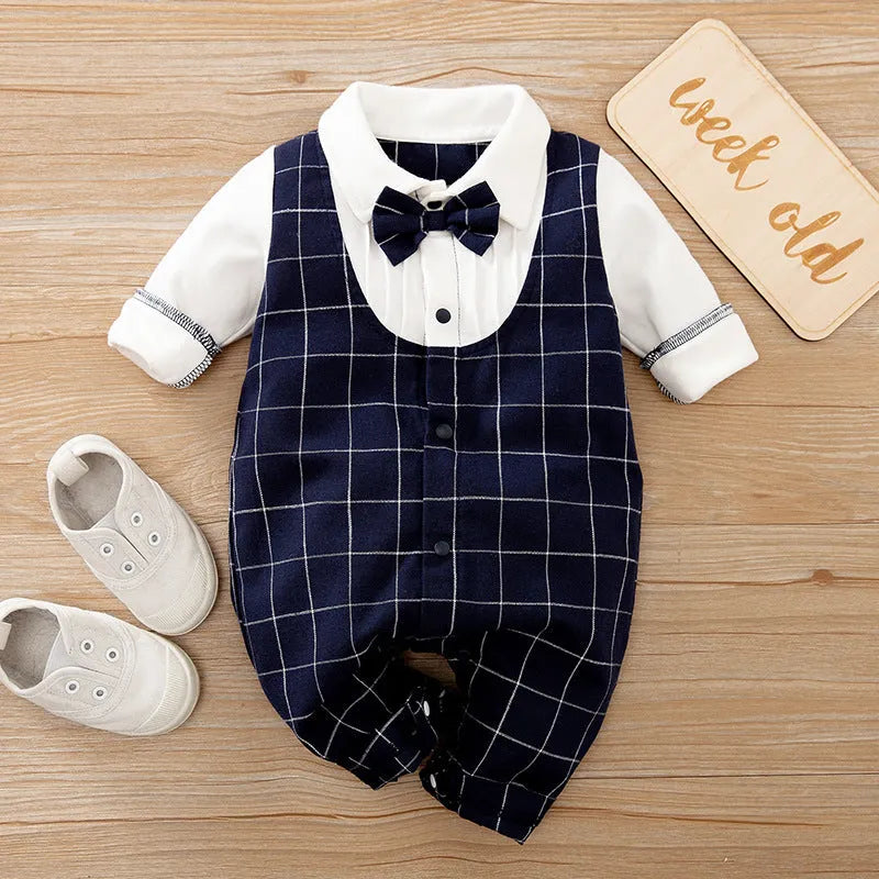 Baby jumpsuit in cotton fabric with long sleeves for spring and autumn seasons in multiple colour and style options