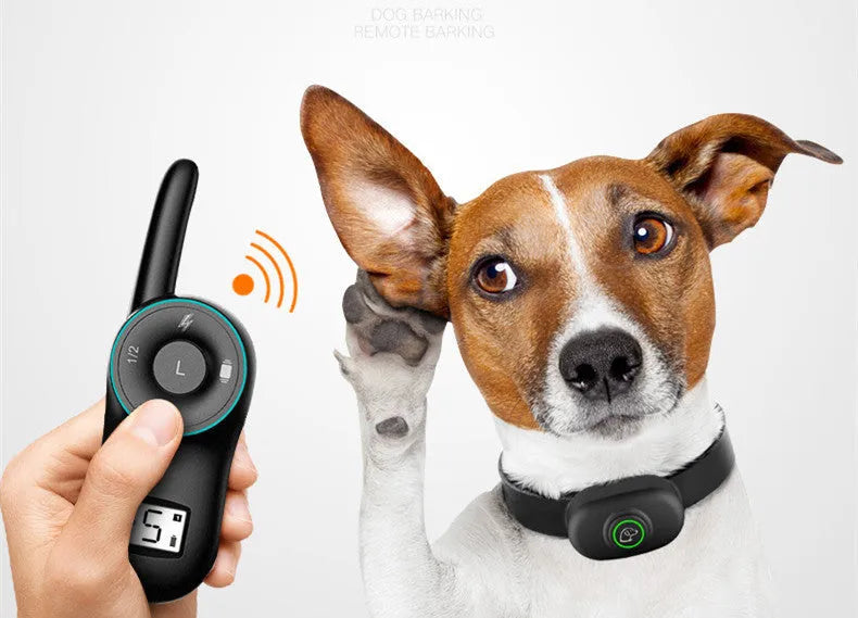 Waterproof rechargeable dog training collar with remote control in black or orange colour