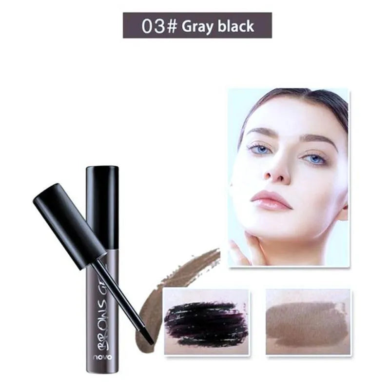 6g peel-off eyebrow tint gel tube with flat brush, available in Brown, Dark Brown and Gray Black