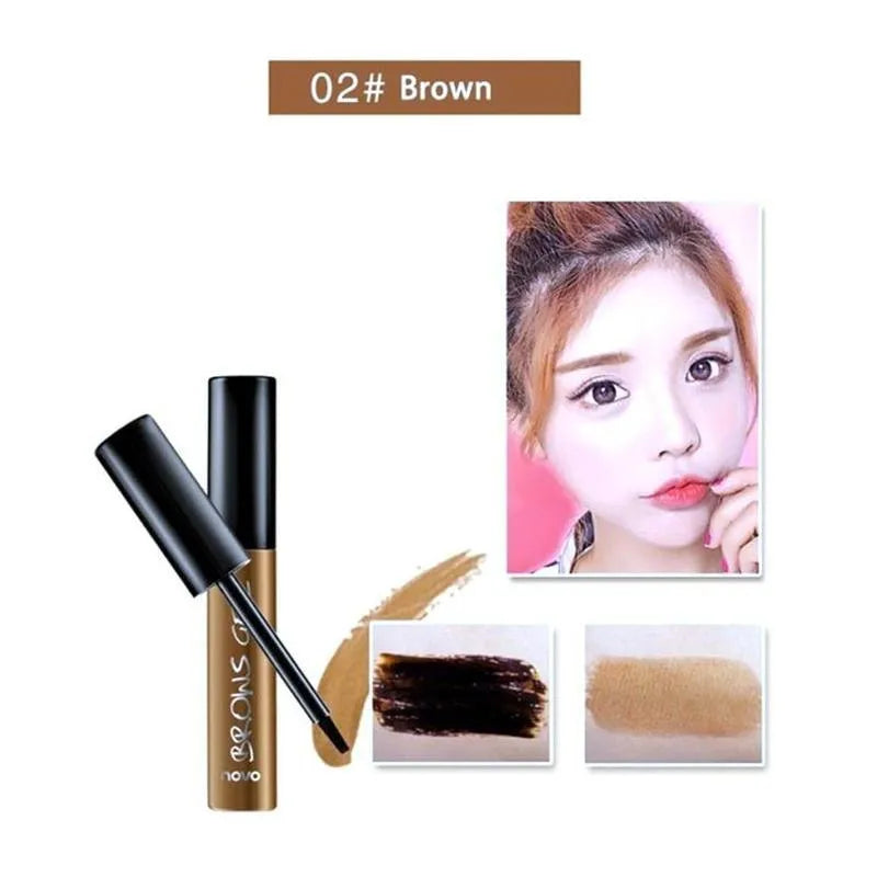 6g peel-off eyebrow tint gel tube with flat brush, available in Brown, Dark Brown and Gray Black