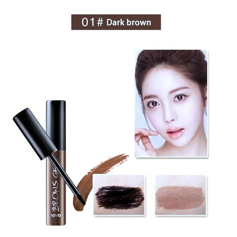 6g peel-off eyebrow tint gel tube with flat brush, available in Brown, Dark Brown and Gray Black