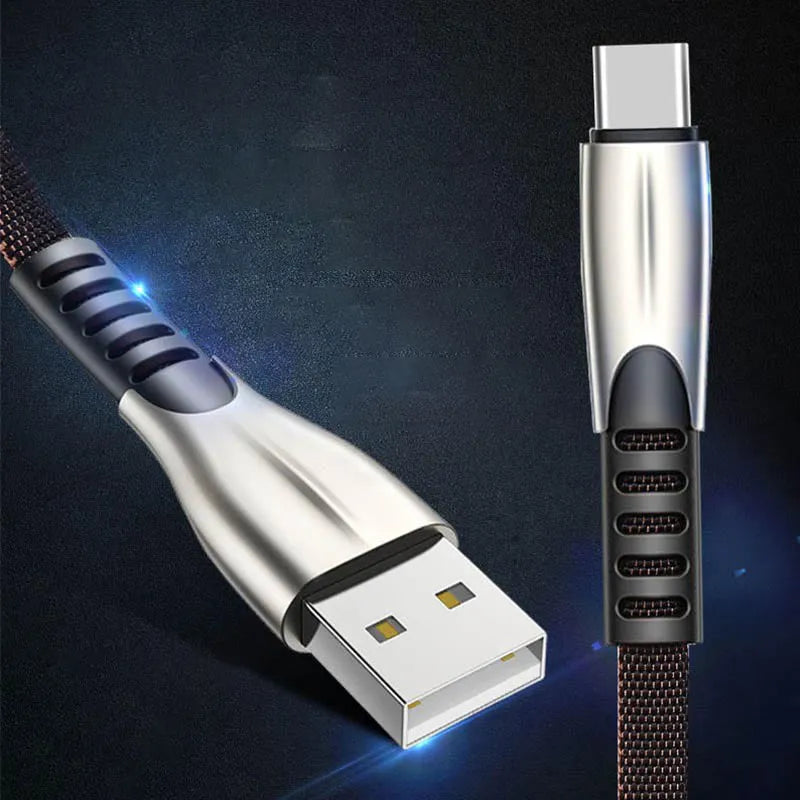 Red Micro USB charging cable with flashing LED light for Android phones