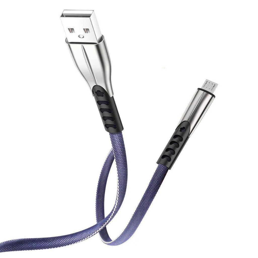 Red Micro USB charging cable with flashing LED light for Android phones
