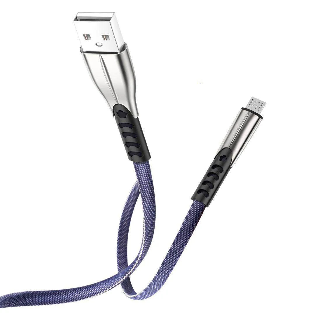 Red Micro USB charging cable with flashing LED light for Android phones