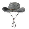 Unisex papyrus wide brim sun hat with adjustable chin strap wind lanyard, in brown, on neutral background