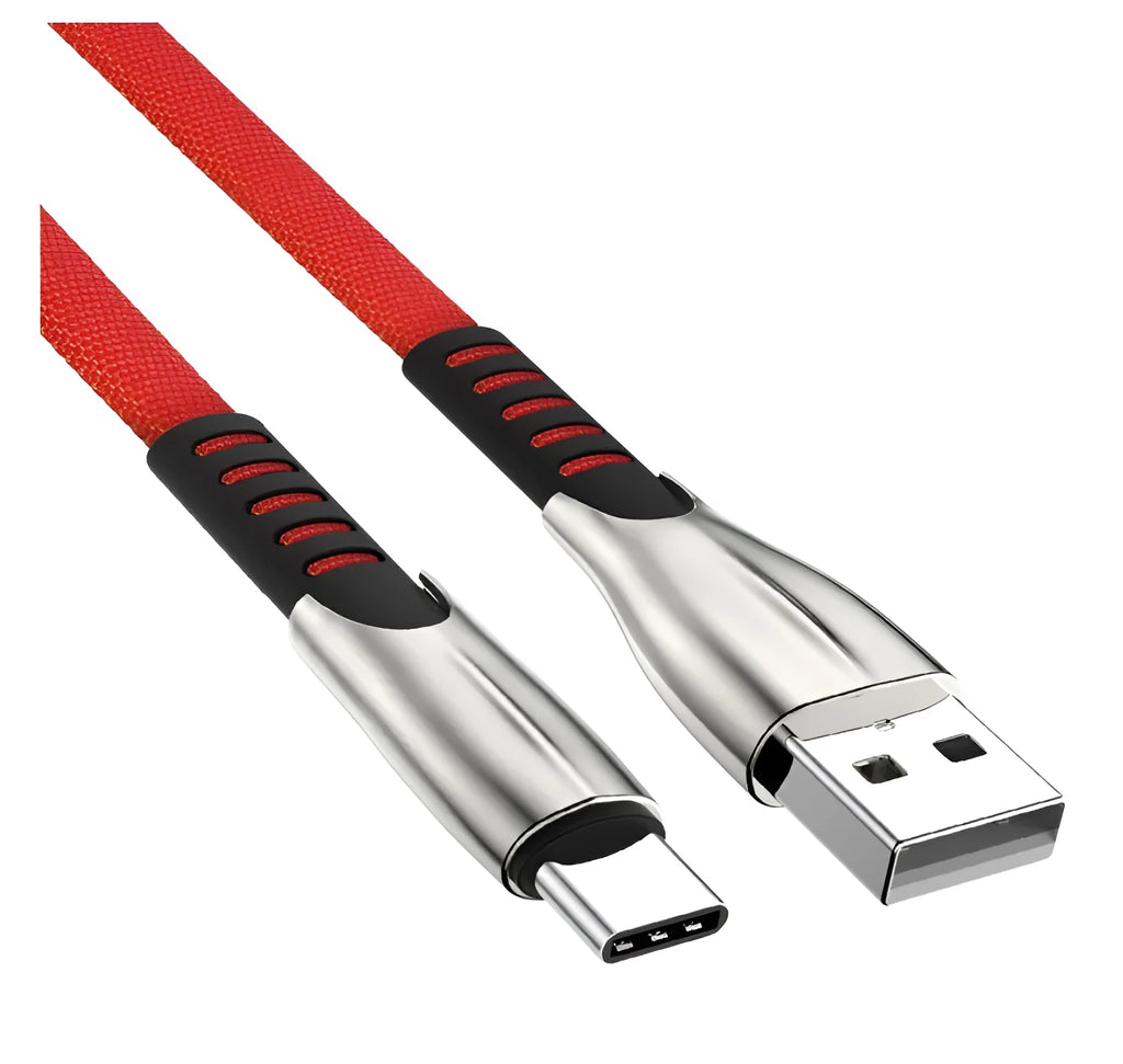 Red Micro USB charging cable with flashing LED light for Android phones