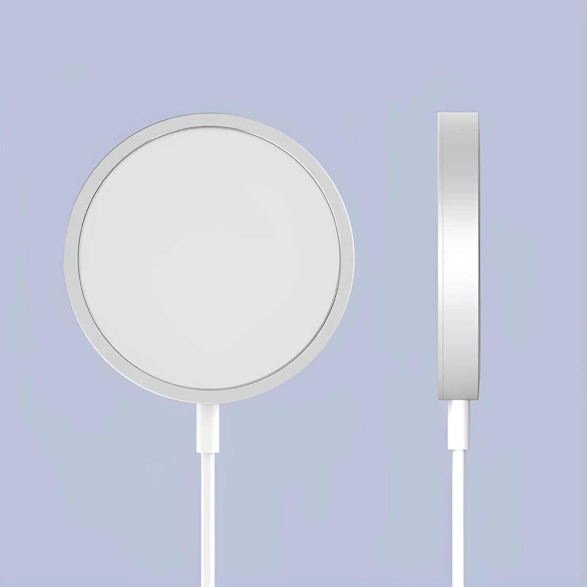 Magsafe magnetic wireless charger for iPhone 12 and 13 series in silver metal finish