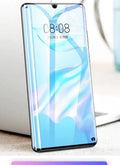 Three-pack of clear hydrogel screen protectors for Huawei and Honor mobile phones.