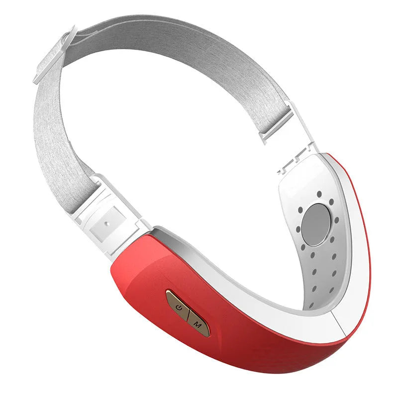 Micro-current high-frequency V face massage device with colour light, ABS silicone shell, in English red or white