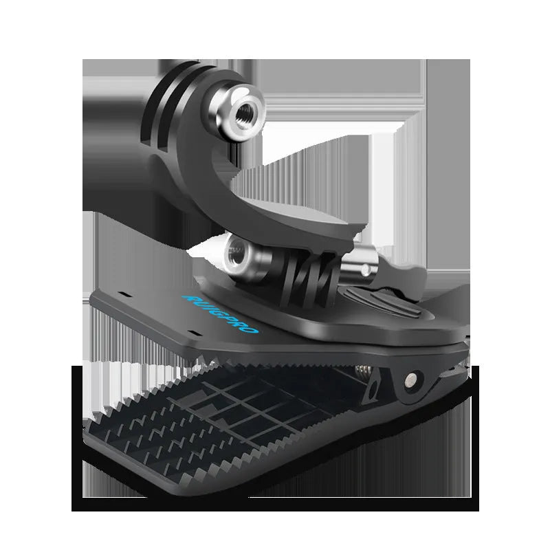 360-degree rotating backpack clip for GoPro cameras and phones with aluminium alloy construction