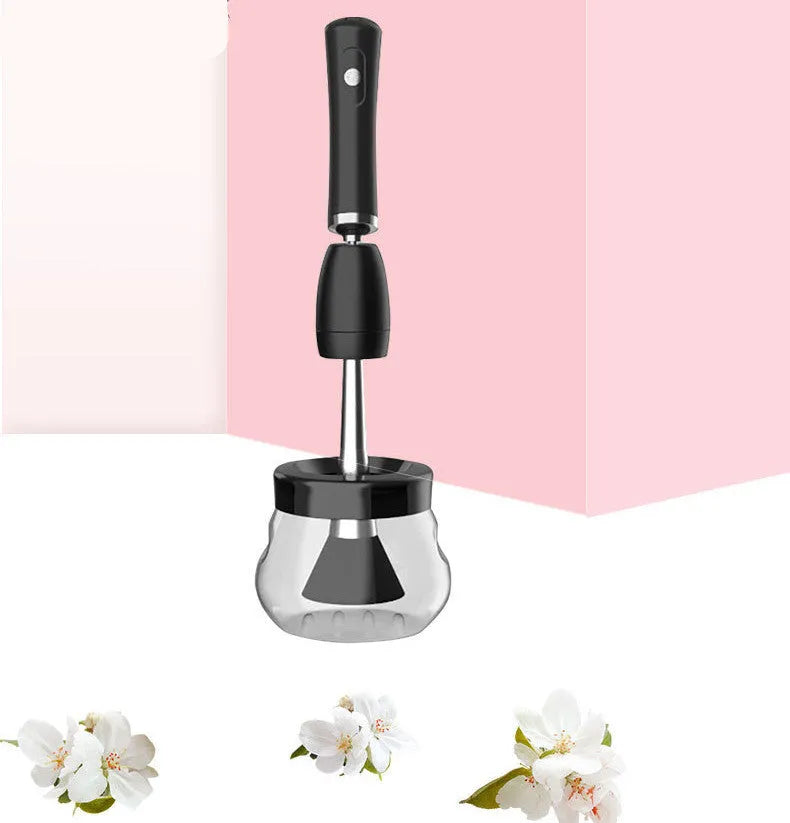 Electric Makeup Brush Cleaning Machine Scrubber Silicone Brush Handle Portable 3cm Hair Length Battery Operated Black White Handheld Washing Tower Device