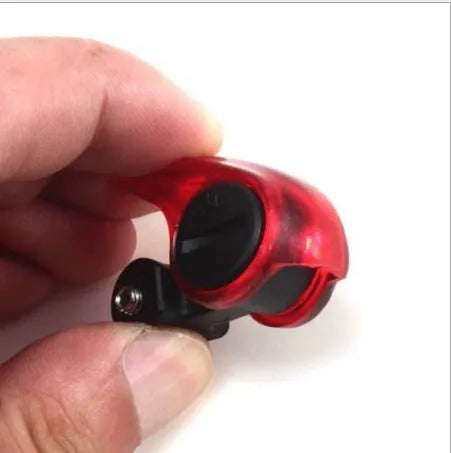 Mini waterproof LED bicycle brake light showing red LED, for V-brake installation