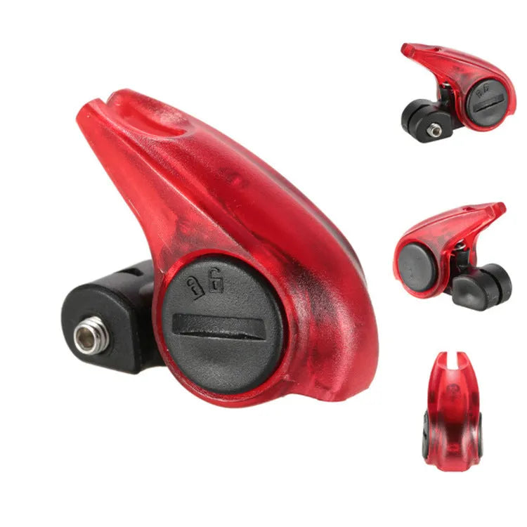 Mini waterproof LED bicycle brake light showing red LED, for V-brake installation