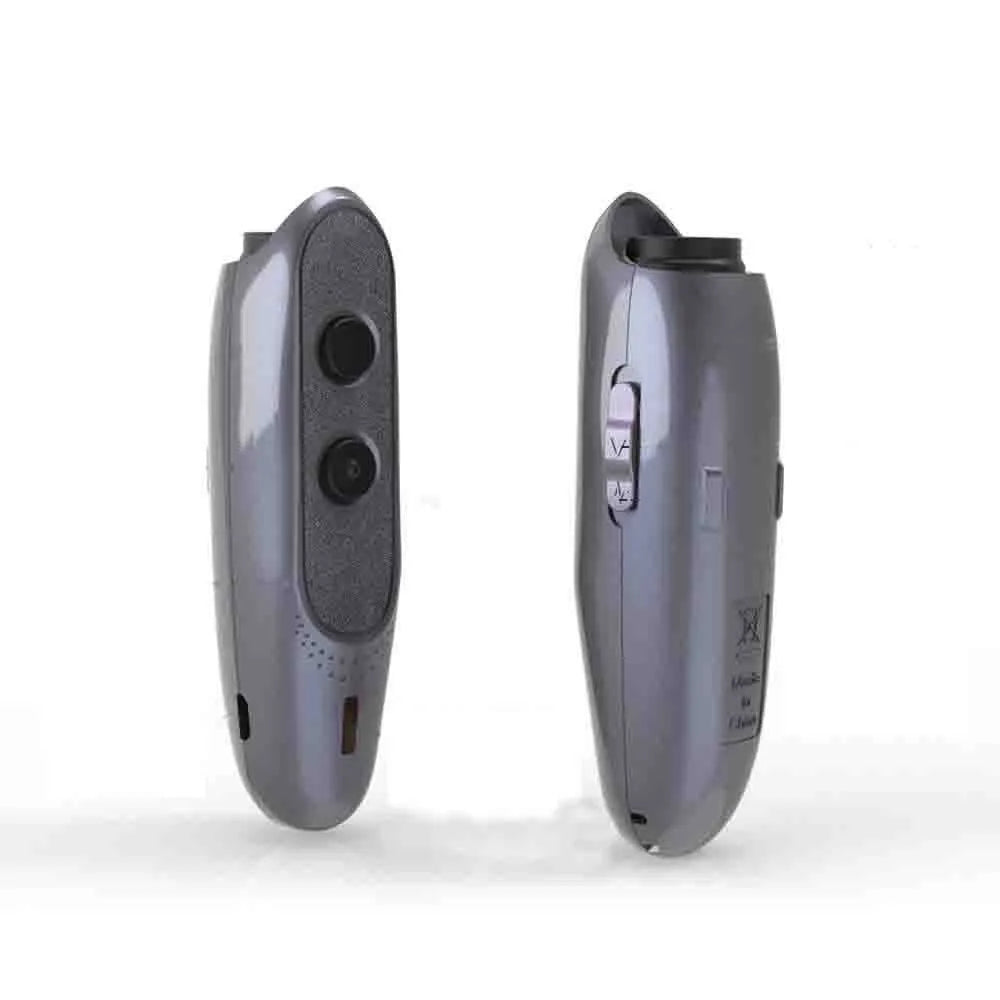 Black handheld ultrasonic pet trainer with hanging string, 10m range for outdoor dog training