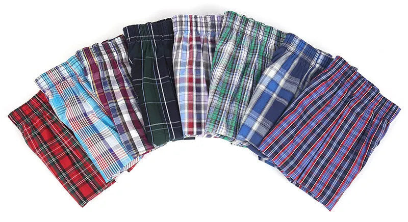Men's loose cotton woven boxer shorts in breathable underwear design with elastic waistband
