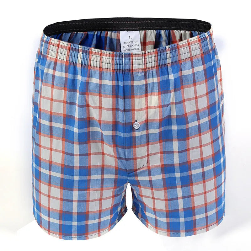 Men's loose cotton woven boxer shorts in breathable underwear design with elastic waistband