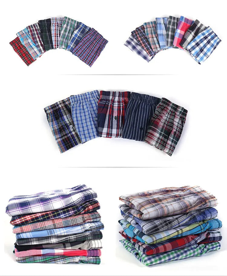 Men's loose cotton woven boxer shorts in breathable underwear design with elastic waistband