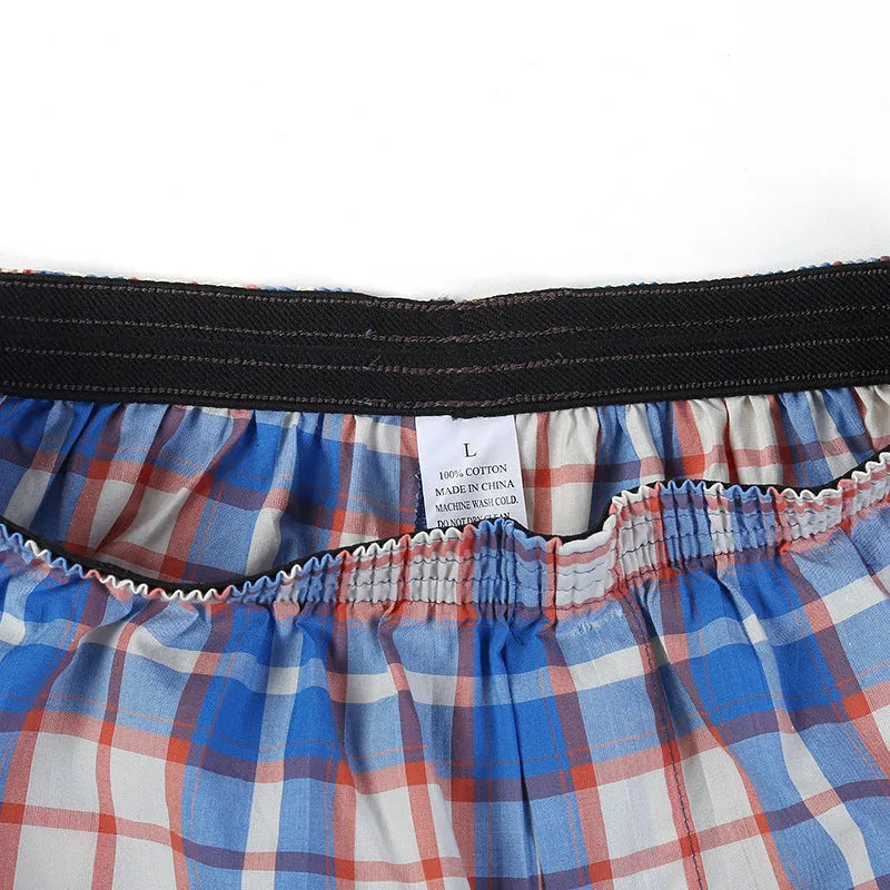 Men's loose cotton woven boxer shorts in breathable underwear design with elastic waistband