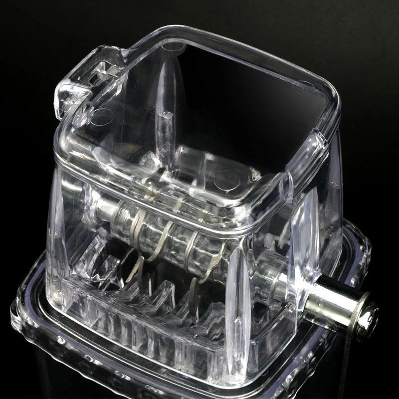 Manual ice crusher with 2L capacity, stainless steel and reinforced PP and PS, 23.9 x 16 x 12cm, transparent or grey