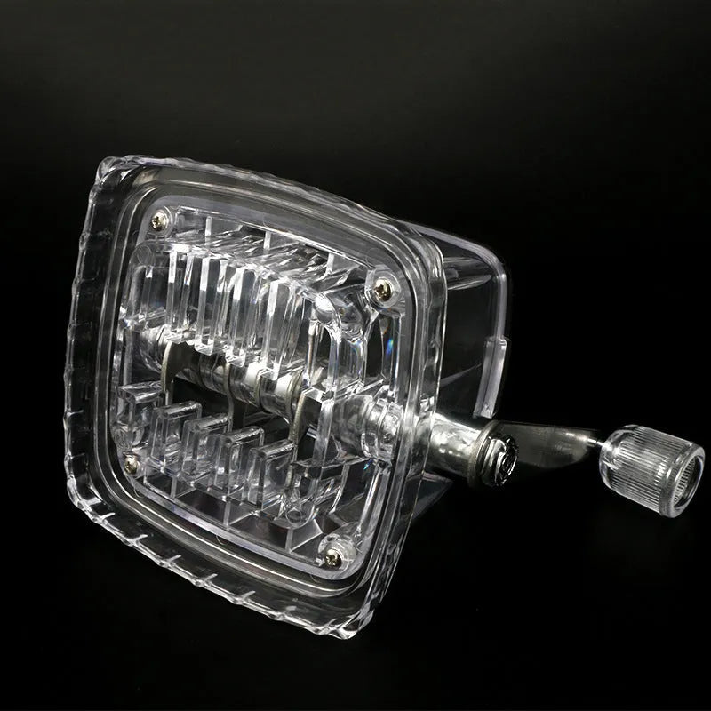 Manual ice crusher with 2L capacity, stainless steel and reinforced PP and PS, 23.9 x 16 x 12cm, transparent or grey
