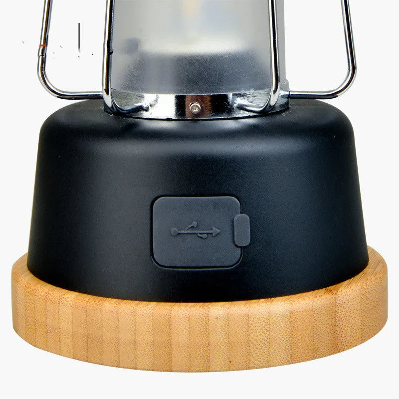 Retro horse lantern portable atmosphere light in black with LED rechargeable knob switch